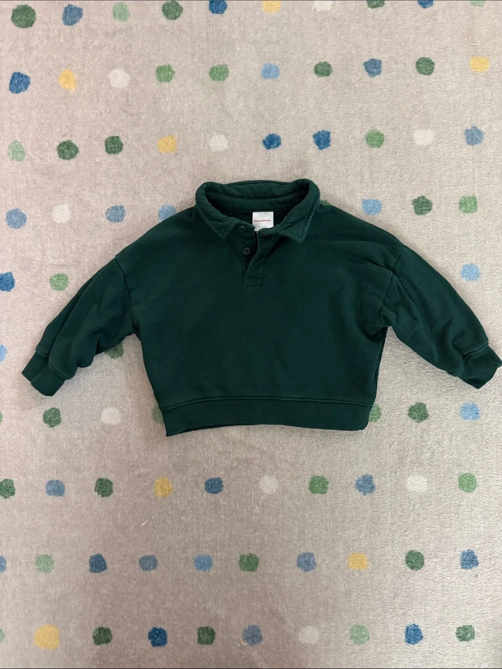 Hanna Andersson Oversized Polo Sweatshirt in Ponderosa Green, size 2T